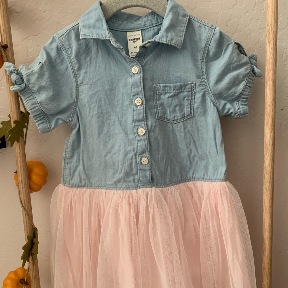 OshKosh B'gosh Toddler Girls' Chambray Short Sleeve Tulle Dress